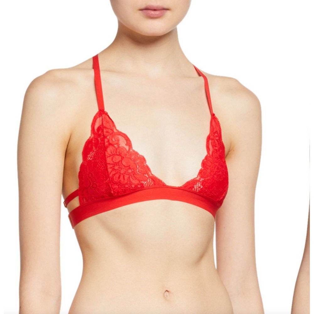 Free People We Are HAH Sistah Lace Racerback Bralette Siren Red S XS Valentine
